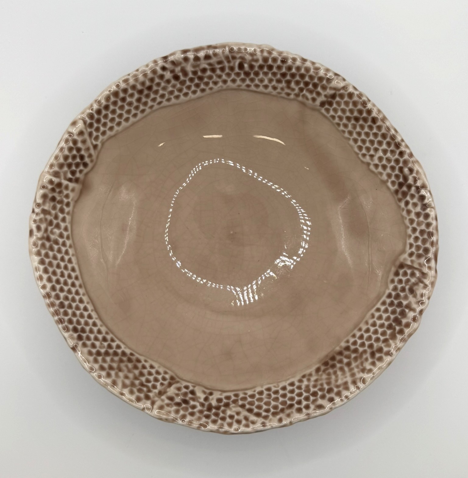 Studio Pottery Honeycomb Textured Vessel Bowl 1990-2010\'s
