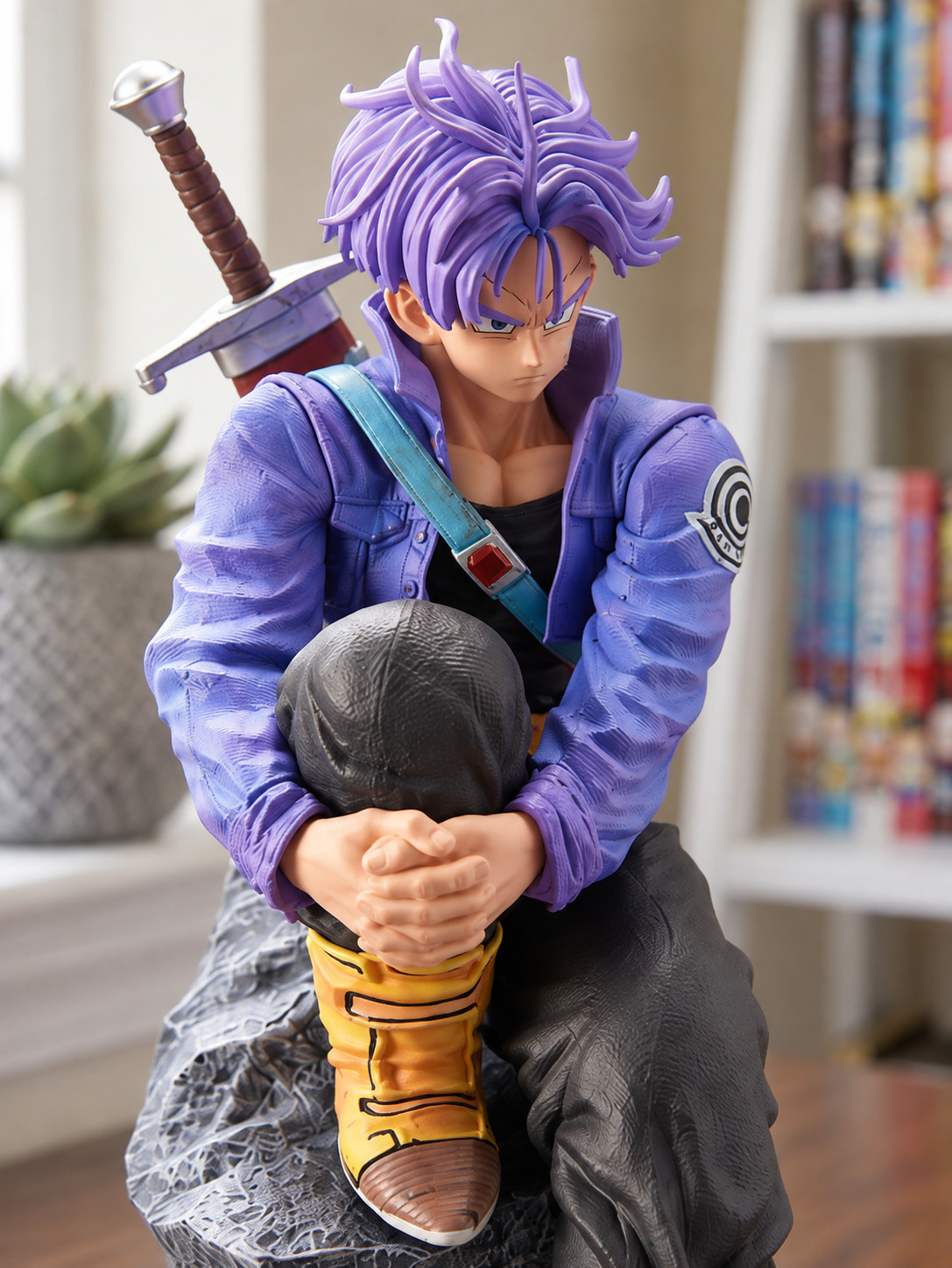 Dragon Ball Z Future Trunks Sitting Figure 26cm 10.2in Anime Statue Collectible