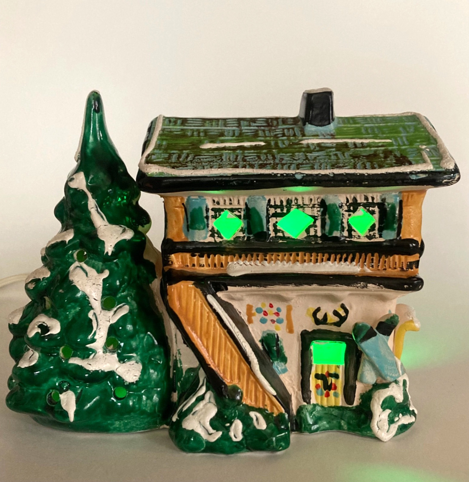 Vintage 1970's Christmas - Seymour Mann Ceramic Mountain Ski Lodge Chalet