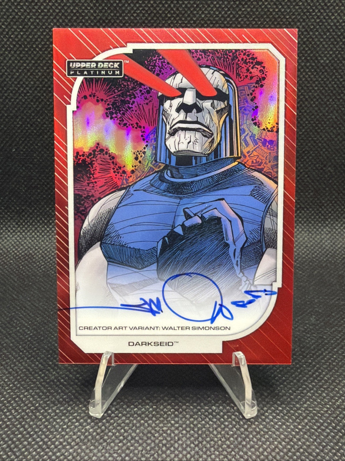 2026 UD DC Platinum #4 DARKSEID Walter Simonson On Card Auto Red ARTIST VARIANT 2026 UD DC Platinum #4 DARKSEID Walter Simonson On Card Auto Red ARTIST VARIANT