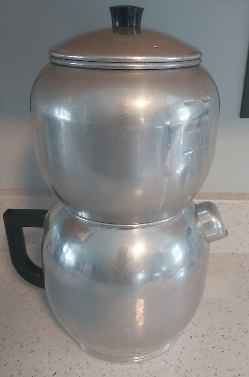 Vintage West Bend Kwik Drip 15c Coffee Maker Percolator Pot Aluminum Stove Top 