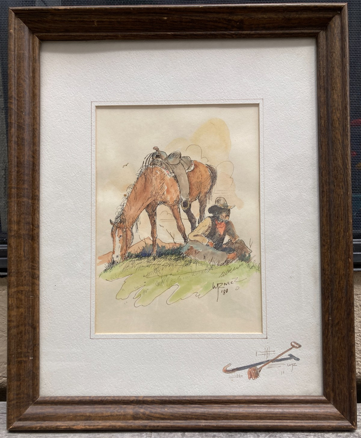 ORIGINAL NOT a Print William T Zivic Art Signed Watercolor/Ink  Framed/ Glass