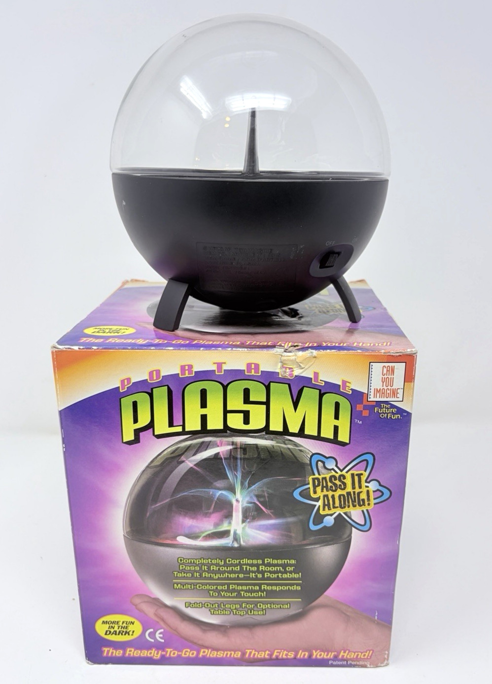 Vintage Can You Imagine Portable Plasma Ball Lamp Battery Powered