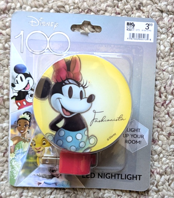 Disney 100th Anniversary Special Minnie Mouse Fashionista LED Nightlight NEW