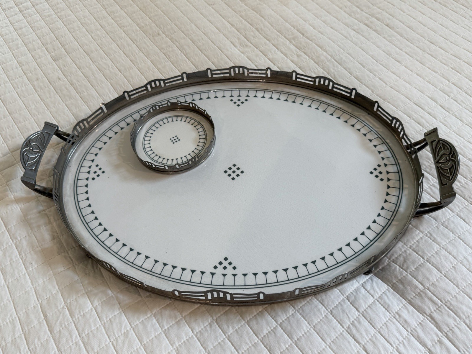 Antique Villeroy & Boch Art Deco Serving Tray with Coaster