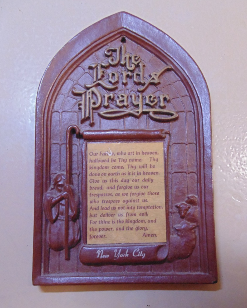 Vintage ca 1950s The Lord\'s Prayer Hard Plastic Plaque