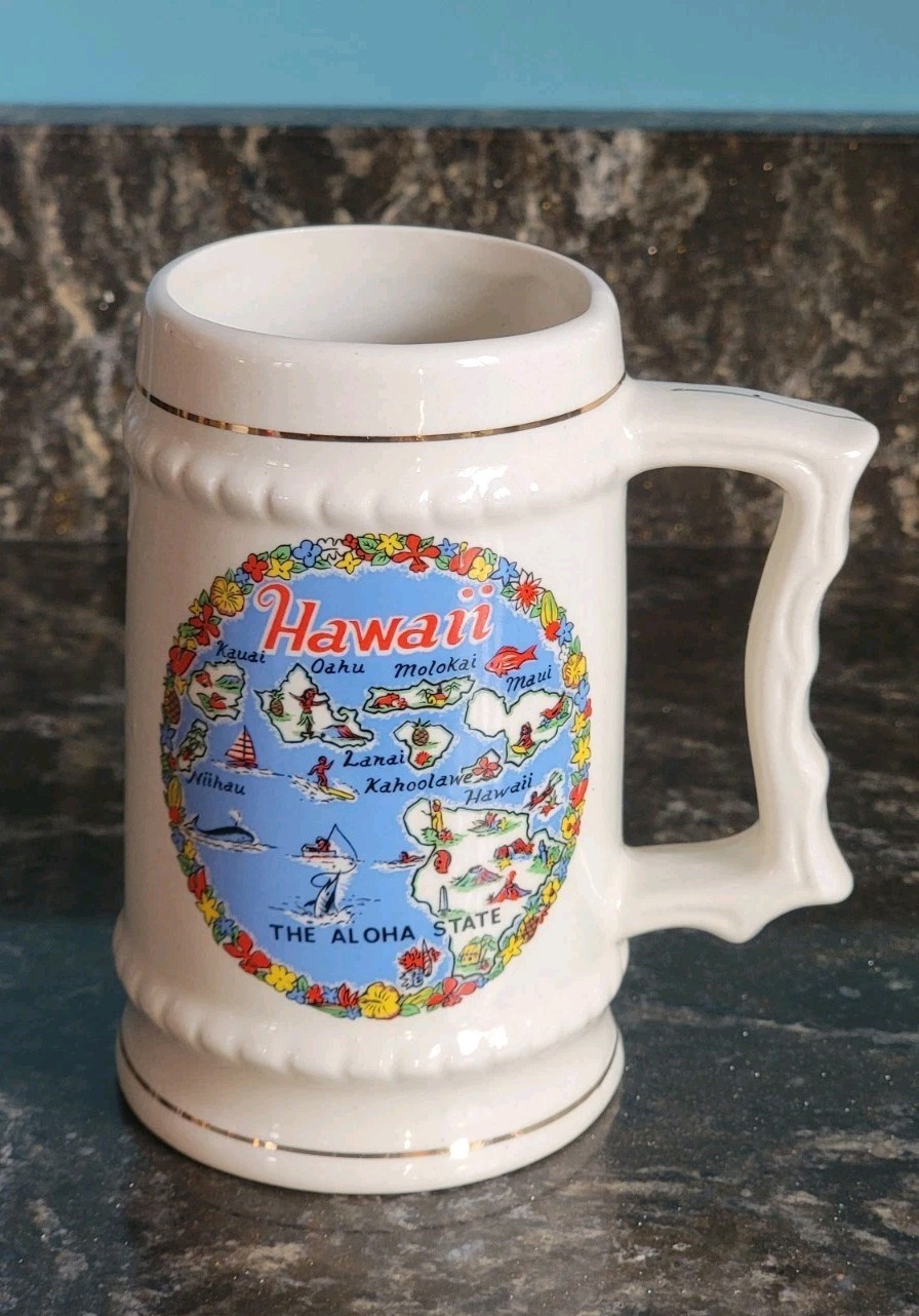 Vintage Hawaii Novco Imports Souvenirs Honolulu Mug Stein - 1970s