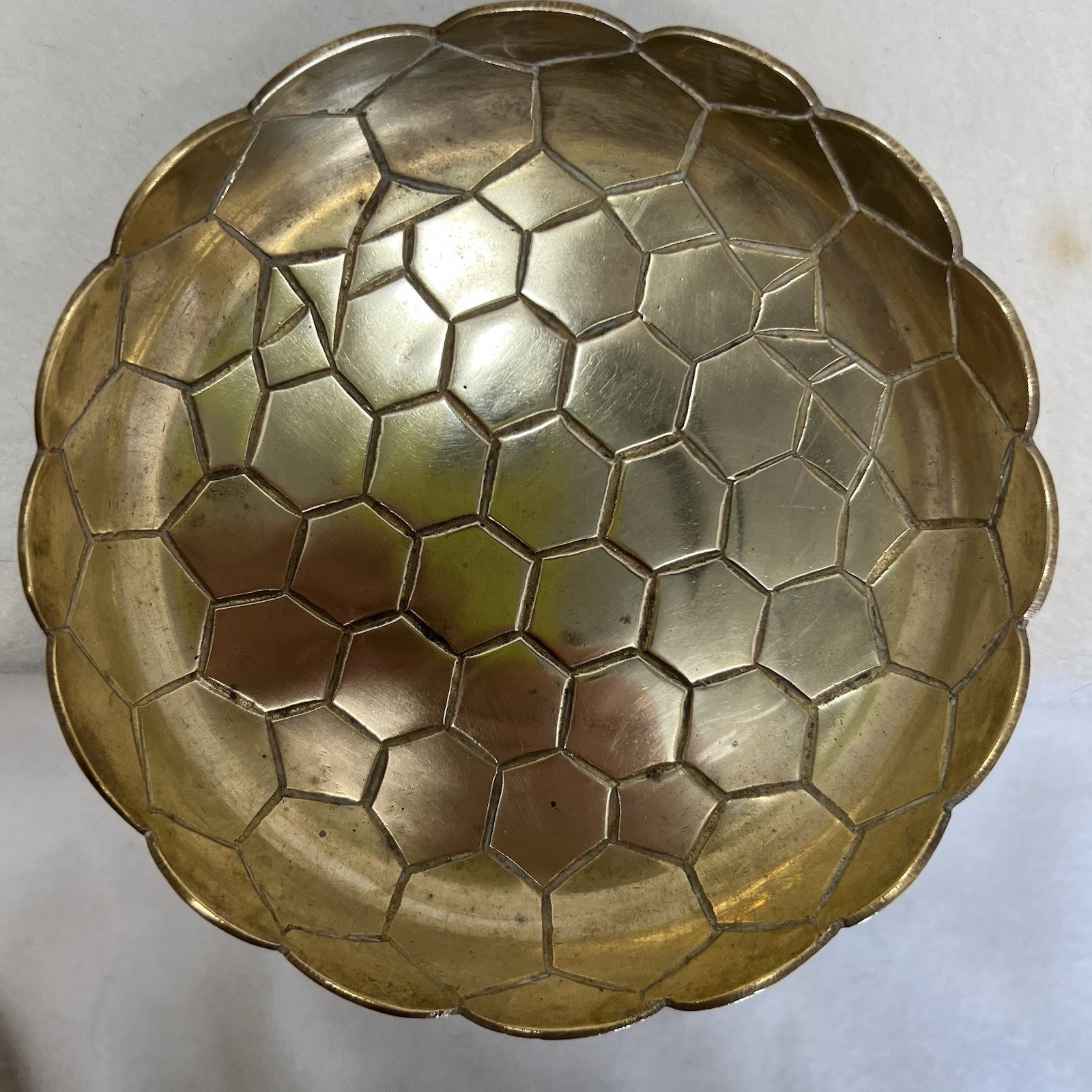 Vintage 1960s SOLID BRASS ASHTRAY-INDIA  5-1/2