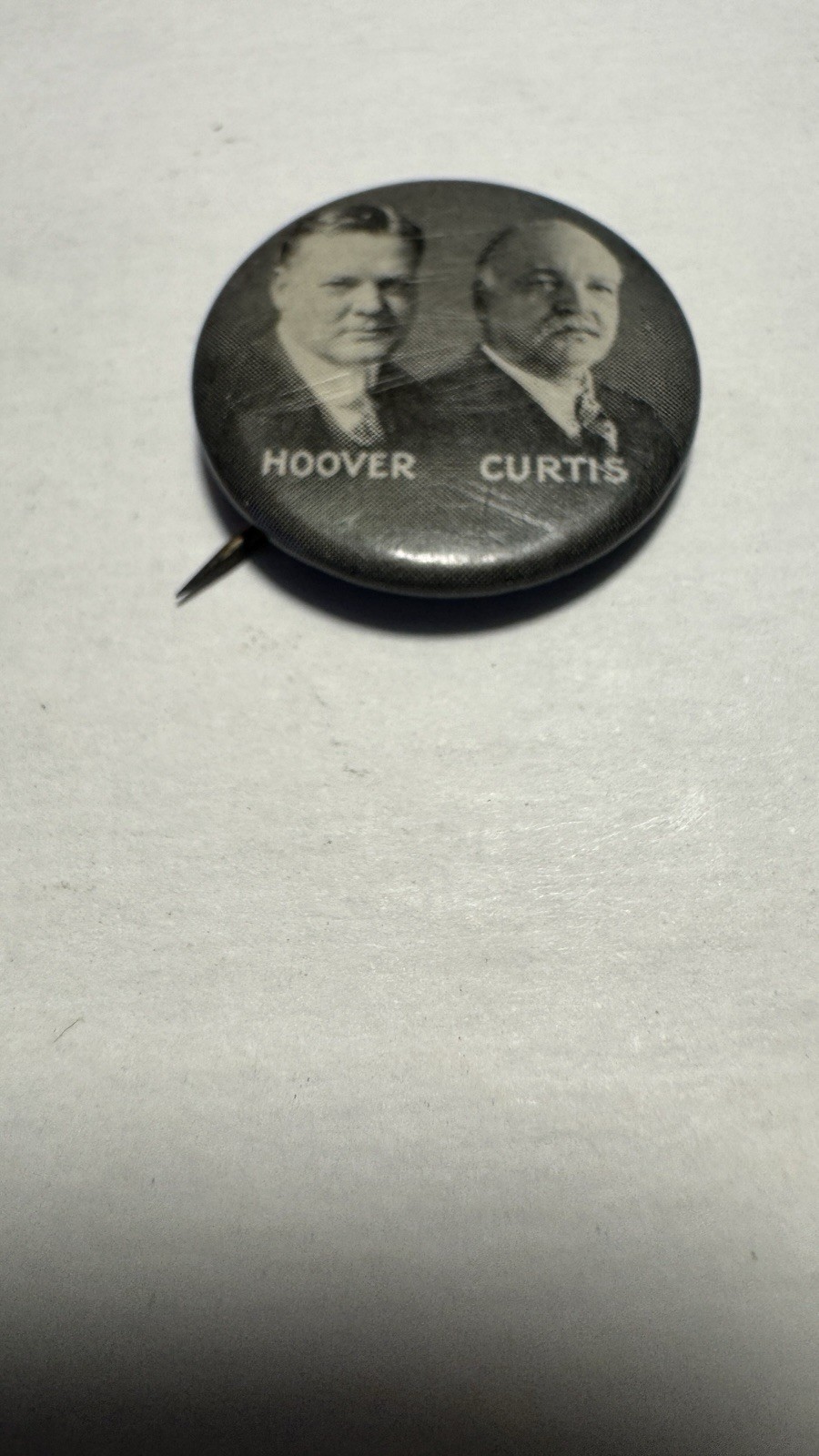 1928 Presidential Campaign Political Celluloid Pinback Button HOOVER & CURTIS