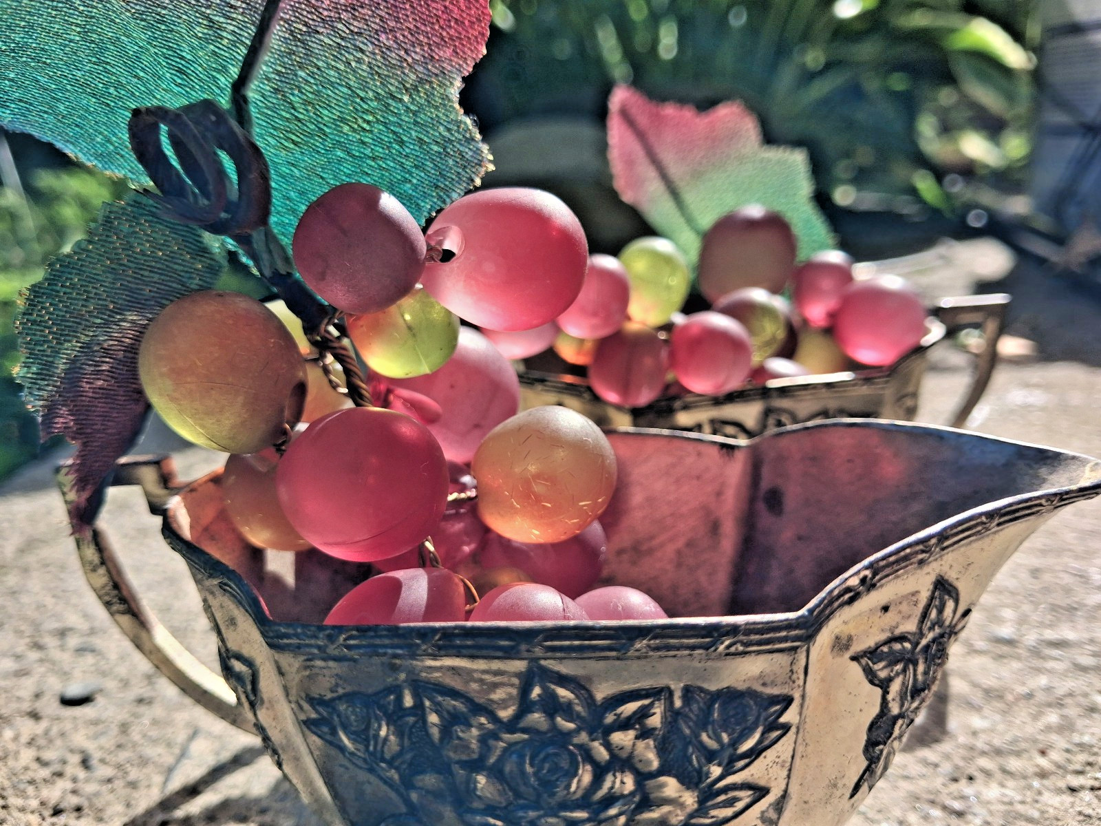 Vintage Lucite Wine Grapes Smooth Frosted Cluster 4” Japan Creamer Sugar
