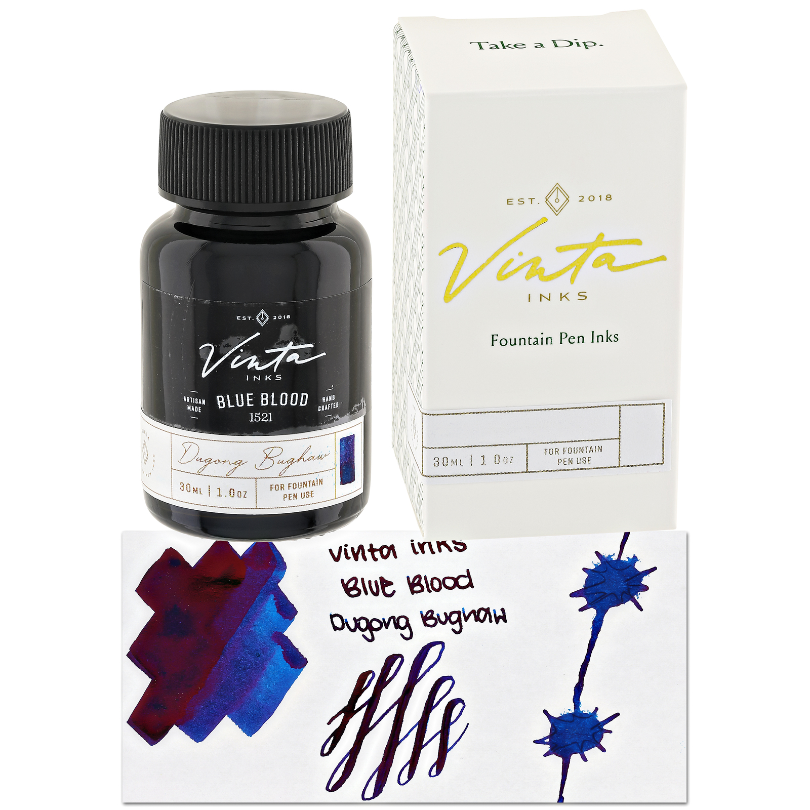Vinta Inks 1.0 Bottled Ink in Blue Blood [Dugong Bughaw 1521] - 30mL -NEW in Box