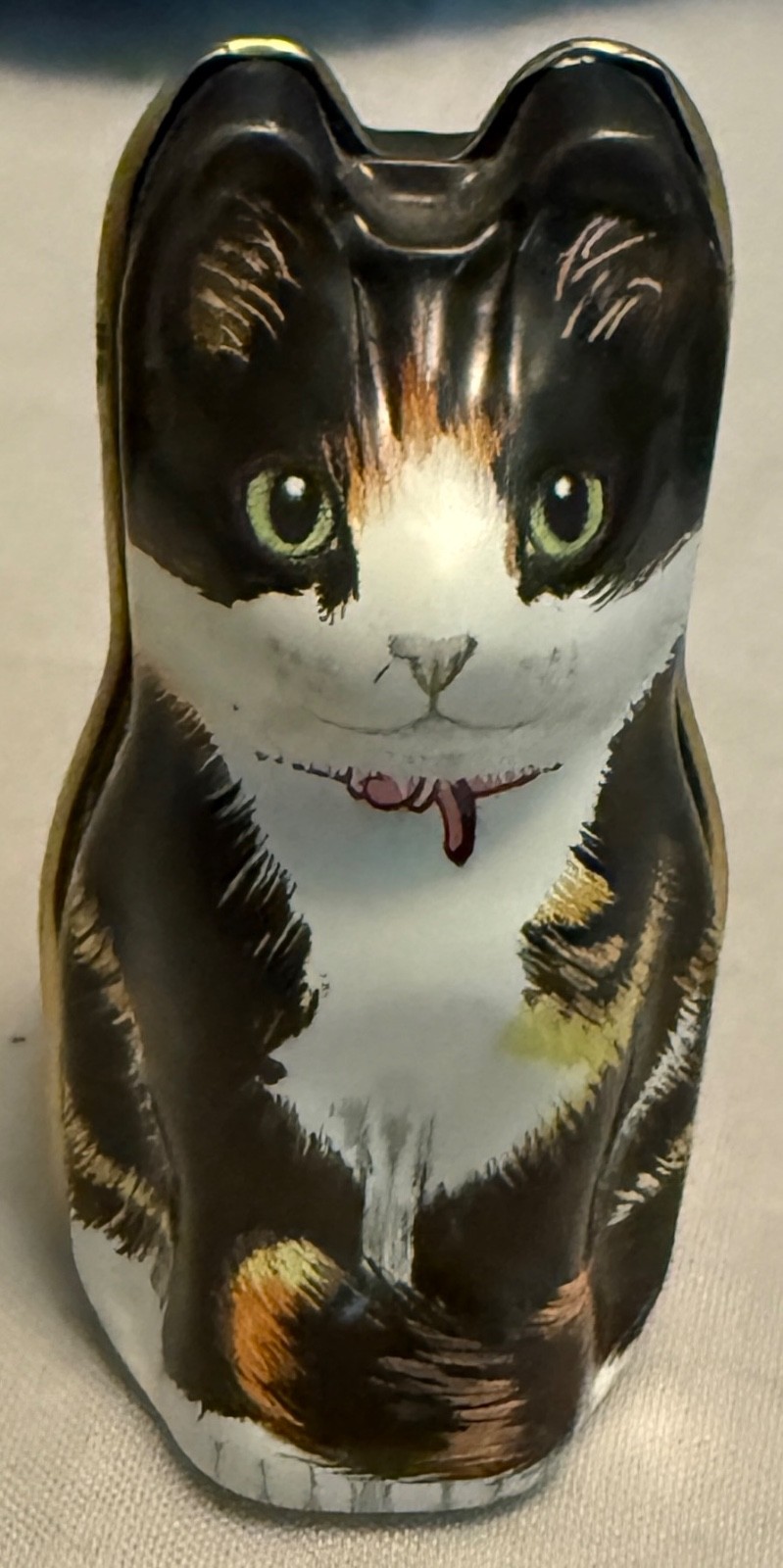 Vintage 1986 Hunkydory Designs Miniature Cat Tin Box Figurine Dana Kubic UK