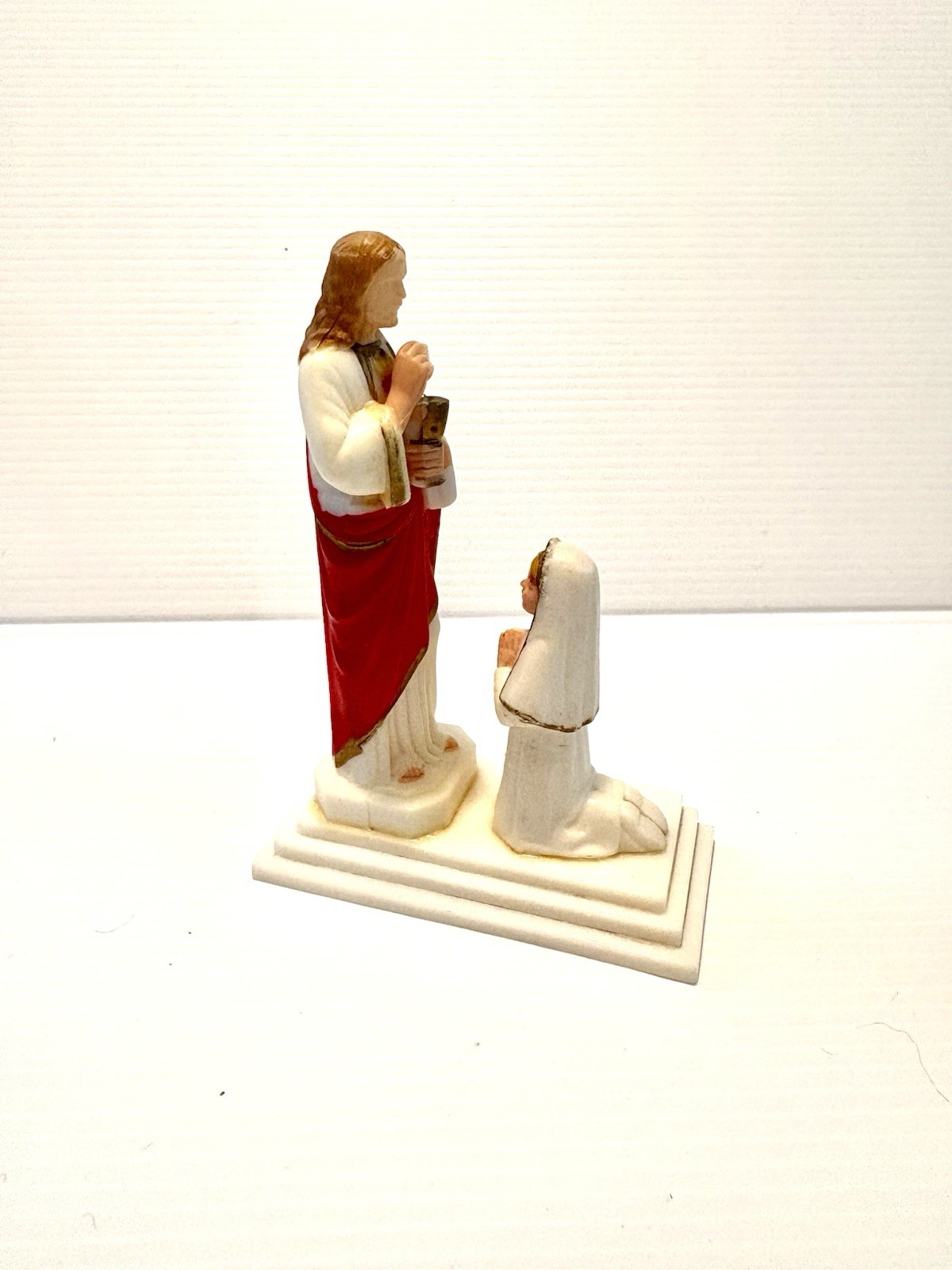 Vintage 1970 Jesus Christ & Kneeling Girl First Communion Figurine