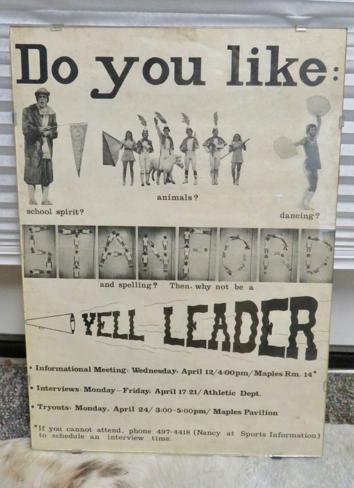 1960'S STANFORD UNIVERSITY POSTER/SIGN 'YELL LEADER' RARE SUPER COOL