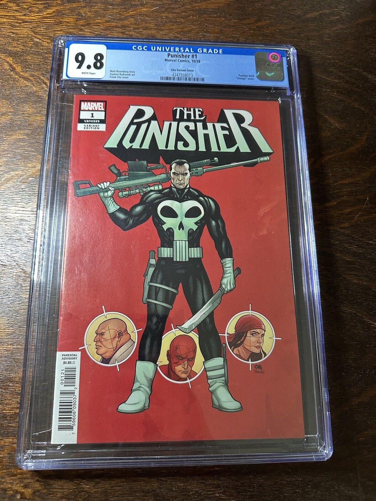 Punisher 1 Cho Variant Cover CGC 9.8 White Pages Marvel Comics 2018