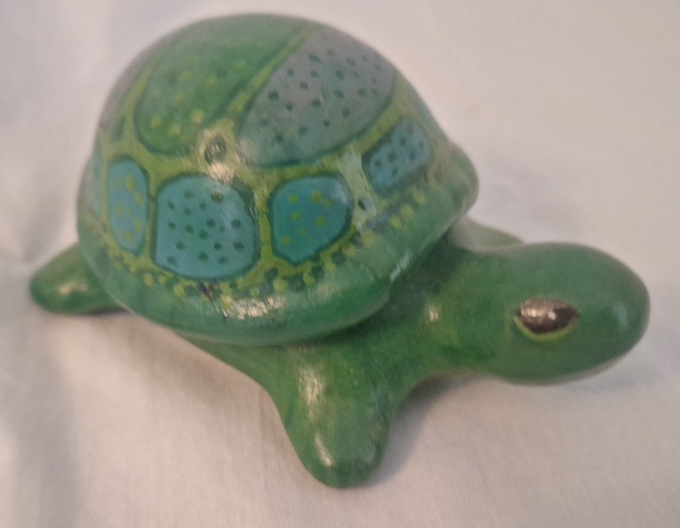 Ceramic Turtle Covered Dish - Green / Blue