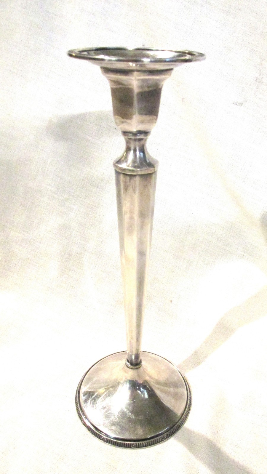 Vtg. Wallace Tapered Column 10 in. Nickel Silver Plated Candle Holder