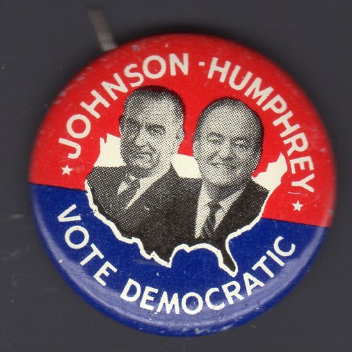 1964 Johnson Humphrey Vote Democratic Button