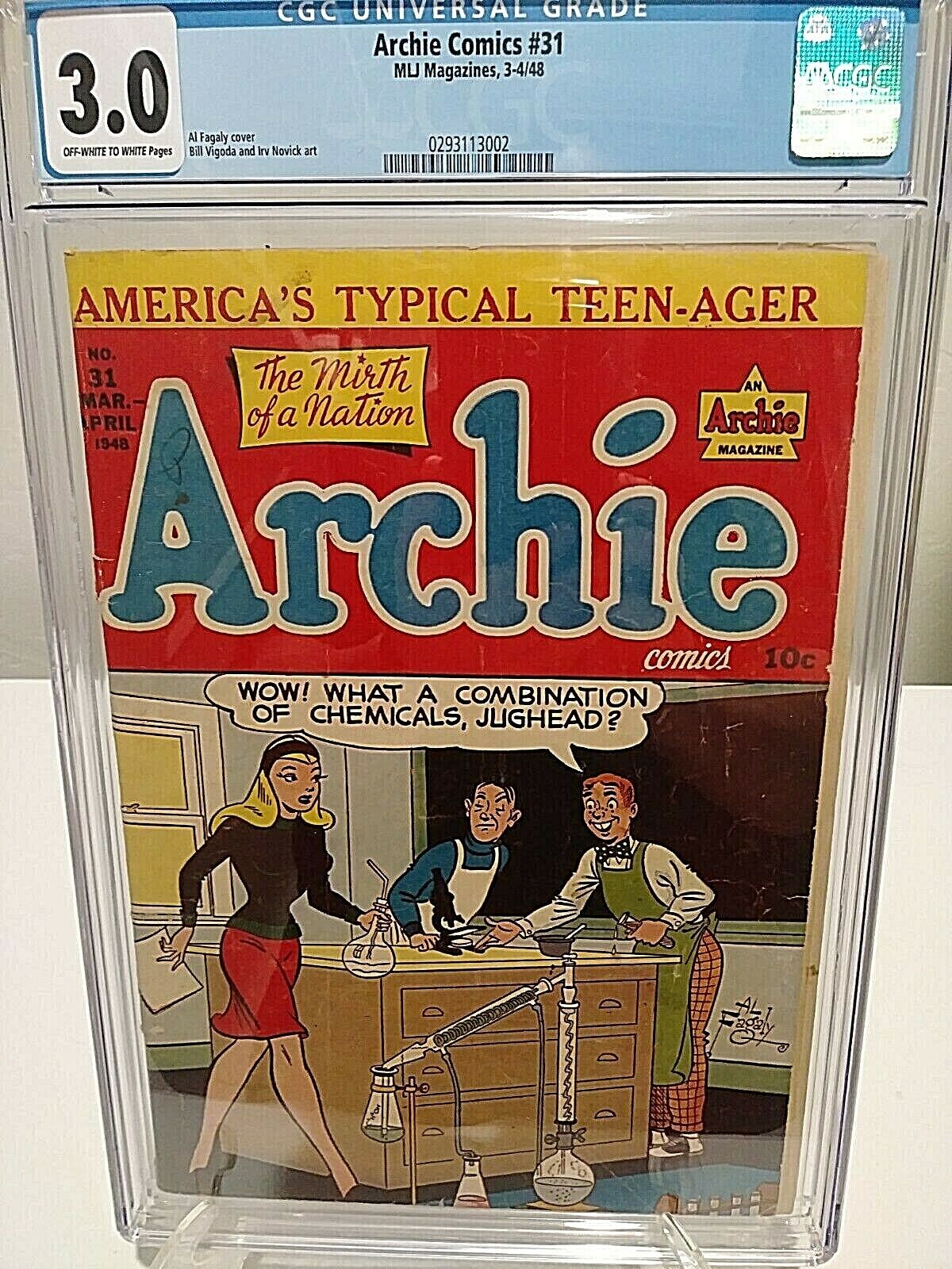 ARCHIE #31 CGC 3.0 - 3-4/1948 BLUE LABLE Archie Comics MLJ 