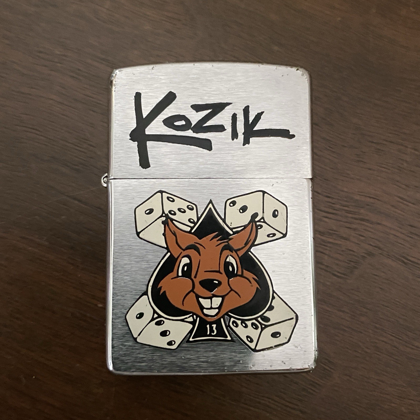Vtg RETIRED Frank Kozik-Artist-Lucky Gambling Squirrel w/Dice Zippo Fired 8/95