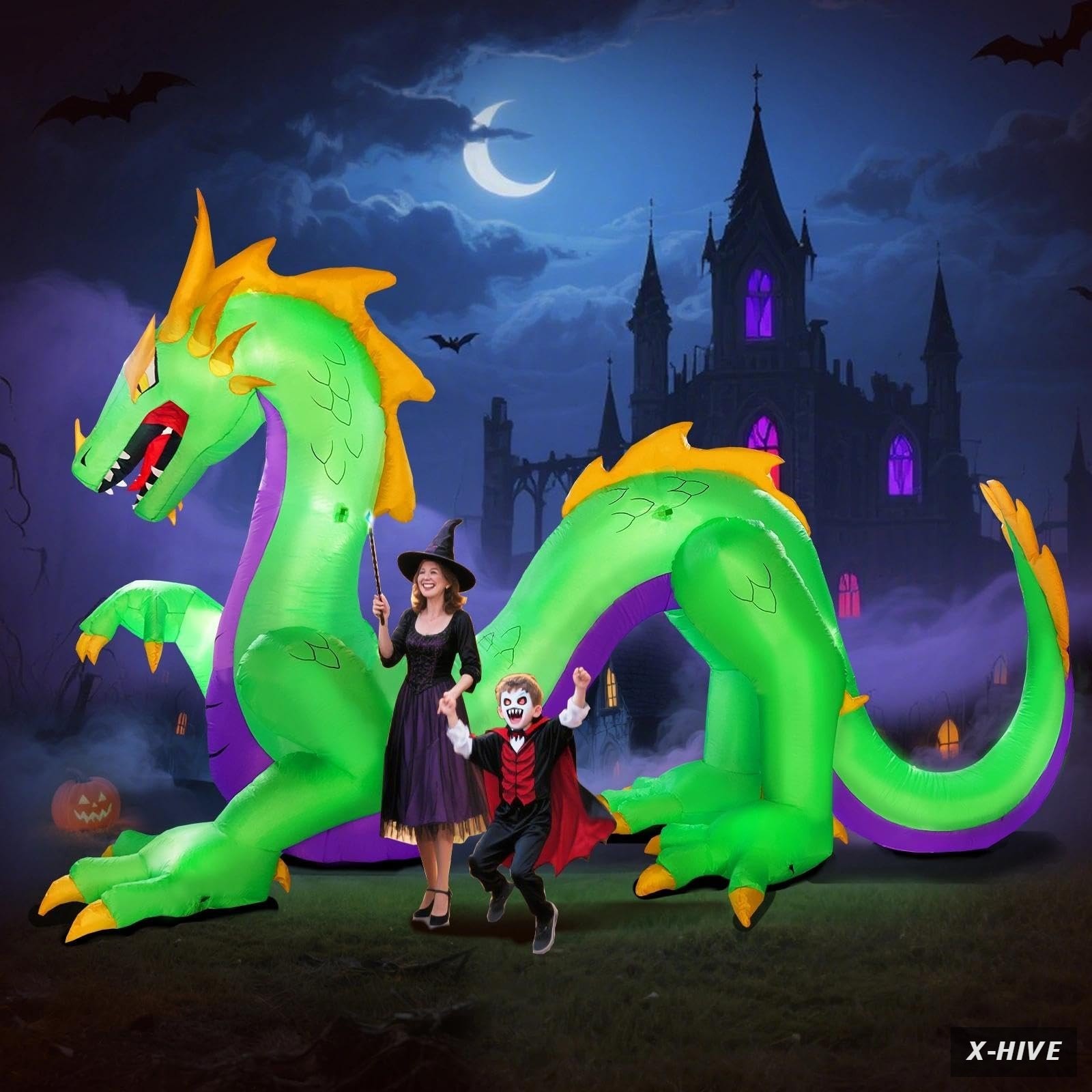 Giant 14FT Length 9FT Tall Green Dragon Halloween Inflatables, Halloween Dragon Giant 14FT Length 9FT Tall Green Dragon Halloween Inflatables, Halloween Dragon