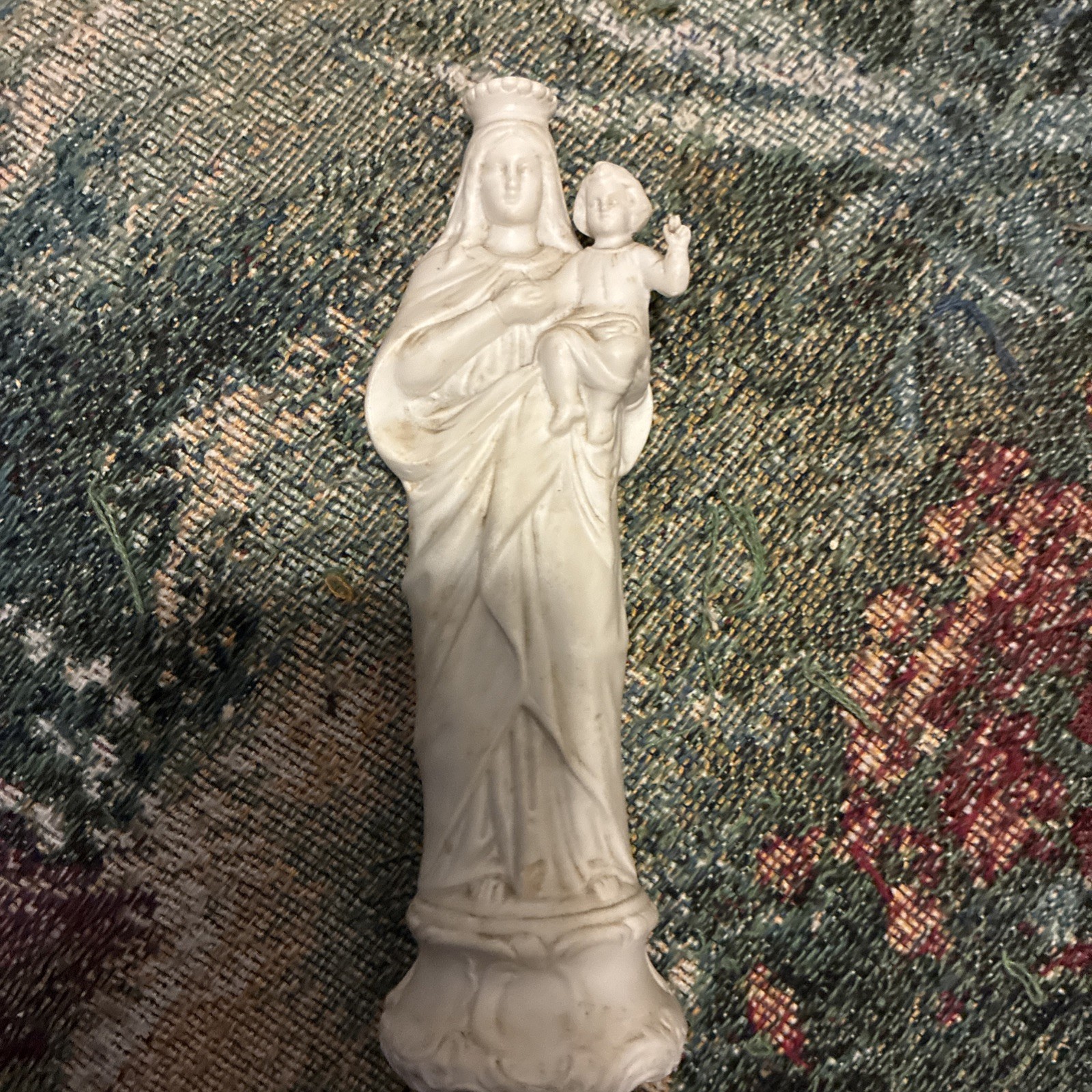 Small Vintage  Virgin Mary Madonna Infant Child Plaster  Tenderness Statue