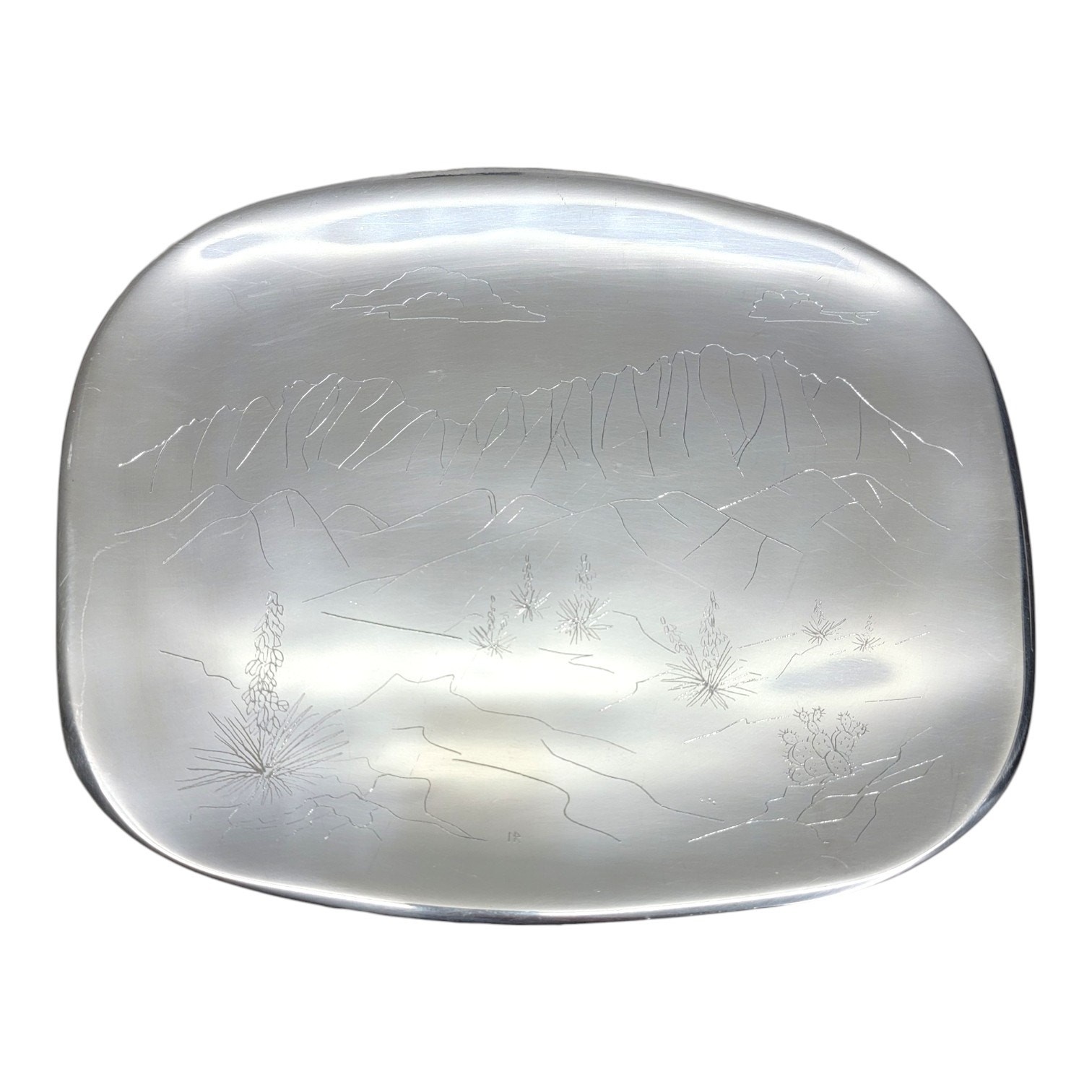 Vintage Nambe 8621 Organ Mountains Engraved Tray New Mexico Southwest Decor Vintage Nambe 8621 Organ Mountains Engraved Tray New Mexico Southwest Decor