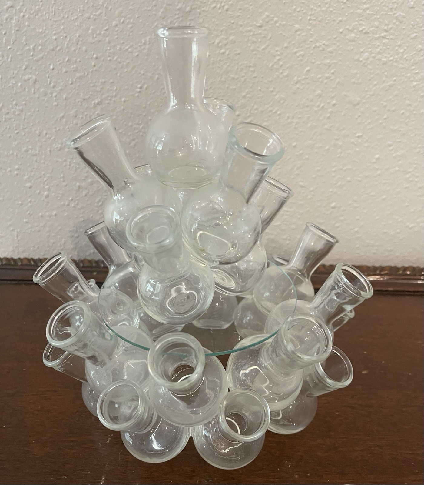 Vtg.25 Stacked Glass Mini Bud Vases Clear Glass Propagation Station 1960’s