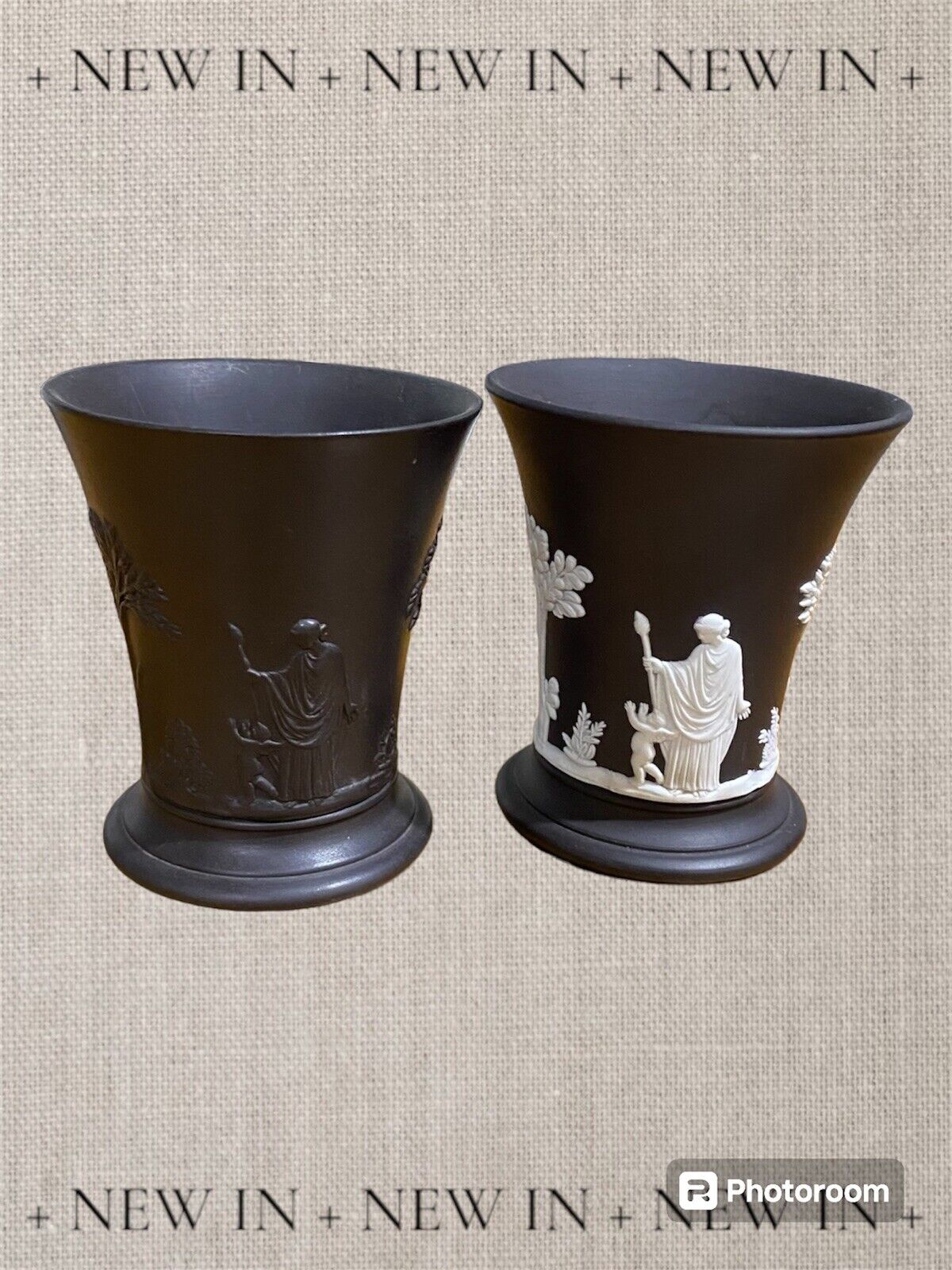 Two Wedgwood Black Basalt Vases