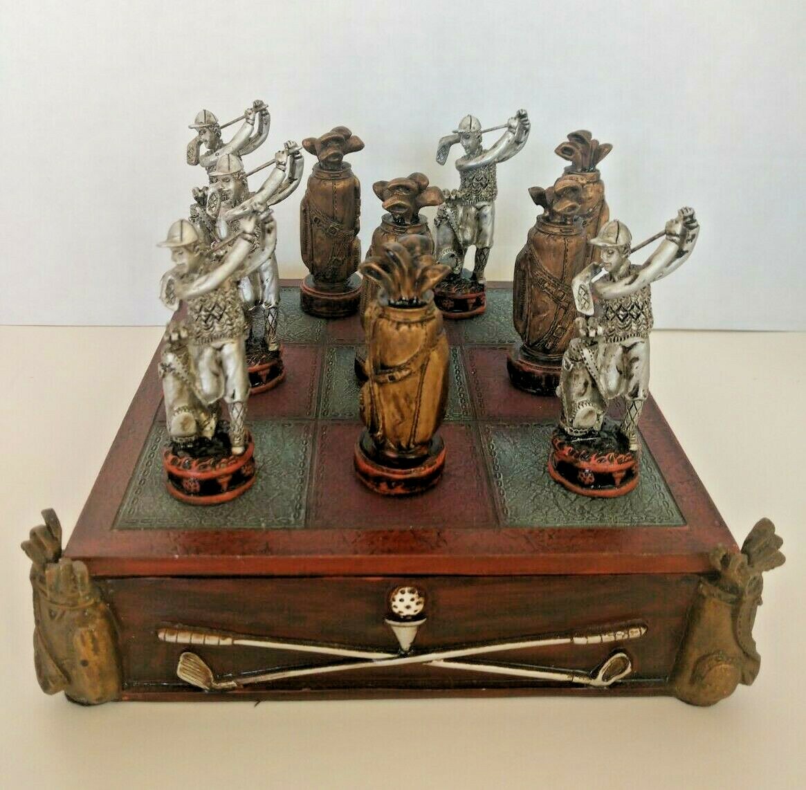 Vintage Bombay Tic tac toe set Board Game Mini Golfers Golf Case Office Decor