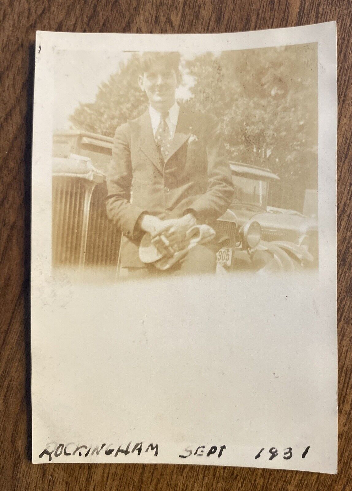1931 Rockingham County New Hampshire NH Young Man Fashion Cars Real Photo P4j17