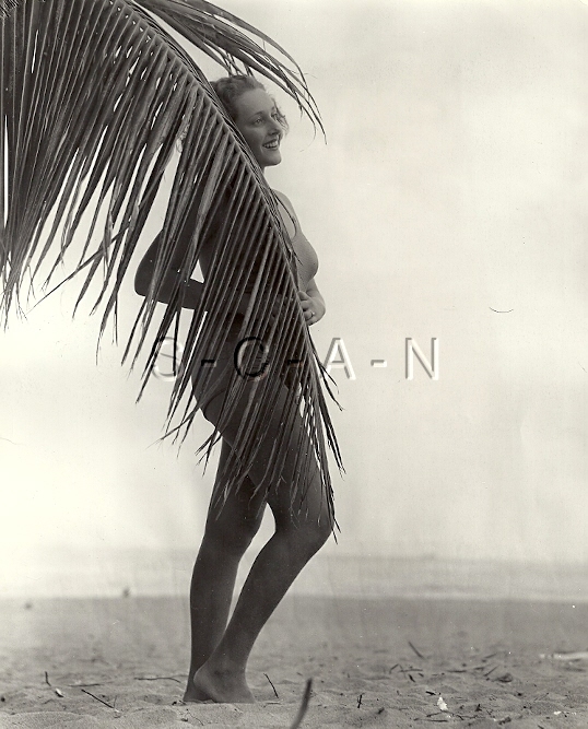 Original Vintage 1936 Large Photo- Semi Nude- Hidden Beauty- Miami Beach FL 