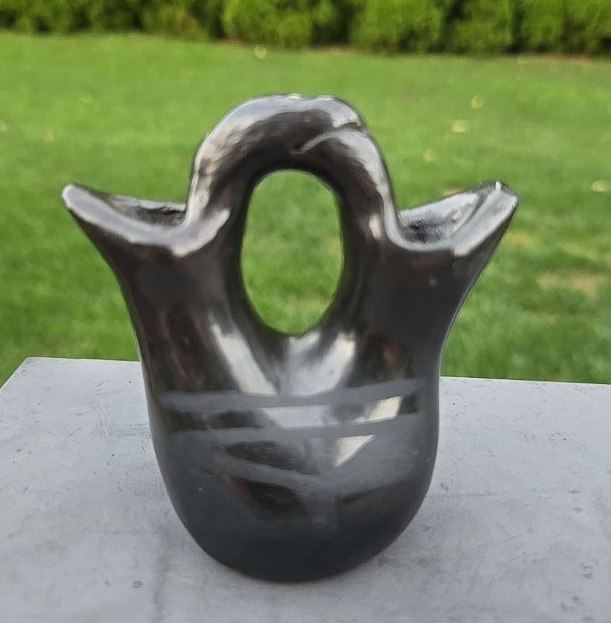 Santa Clara Pottery Matte on Black Wedding Vase P Tafoya 3\