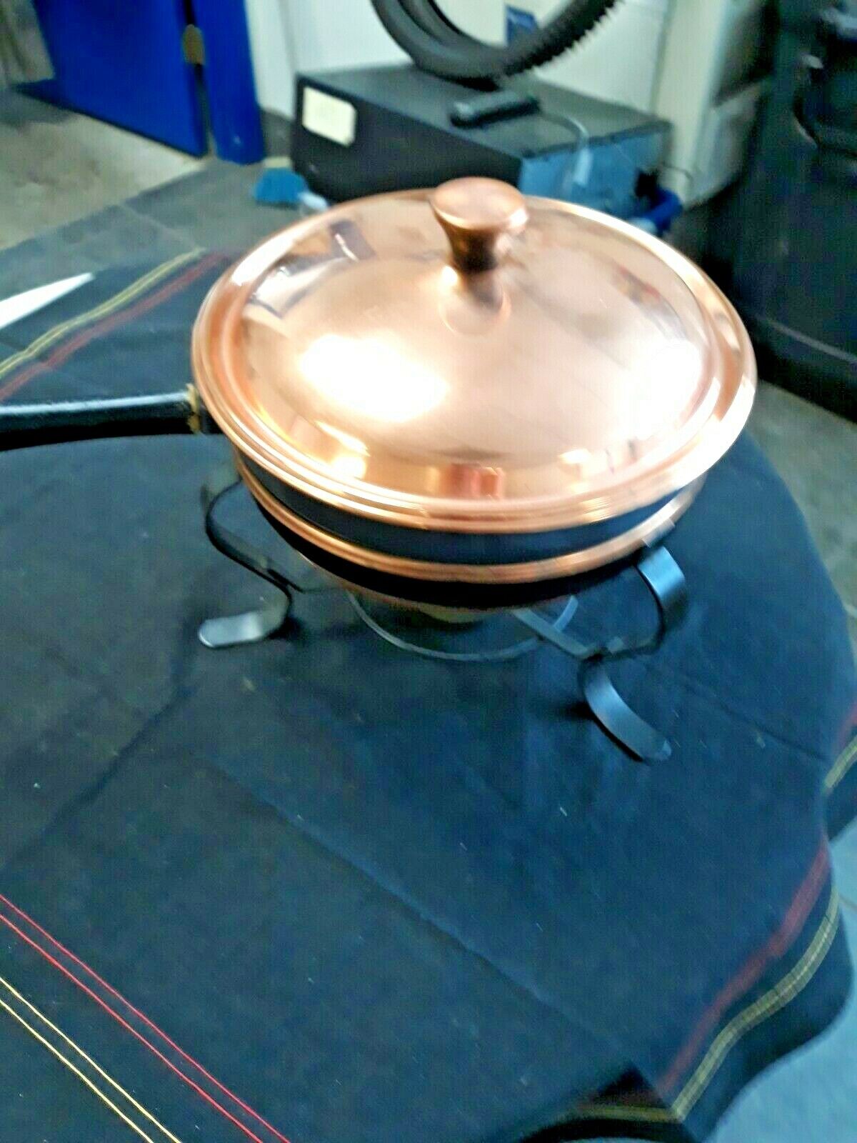 L👀K Vintage Copper Frying Pan With Warmer 9.5\