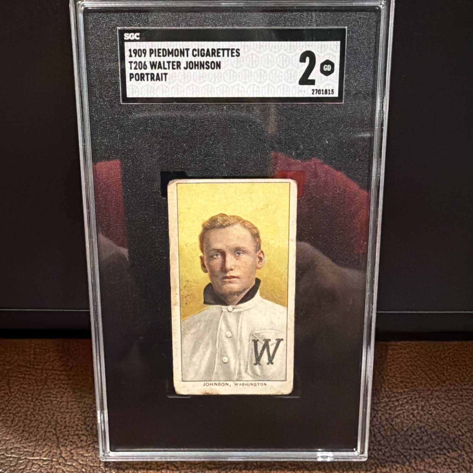 1909 PIEDMONT CIGARETTES PORTRAIT #T206 WALTER JOHNSON SGC 2