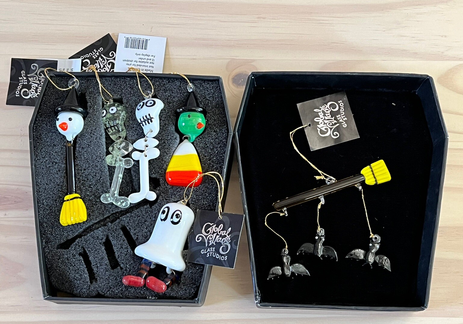 Global Village Glass Studio Halloween Blown Glass Ornament Set of 6 PLEASE READ