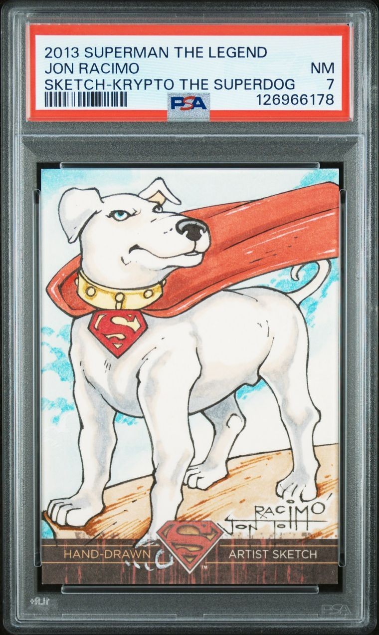 2013 CRYPTOZOIC SUPERMAN THE LEGEND KRYPTO SKETCH ARTIST RACIMO PSA 7 SUPERGIRL