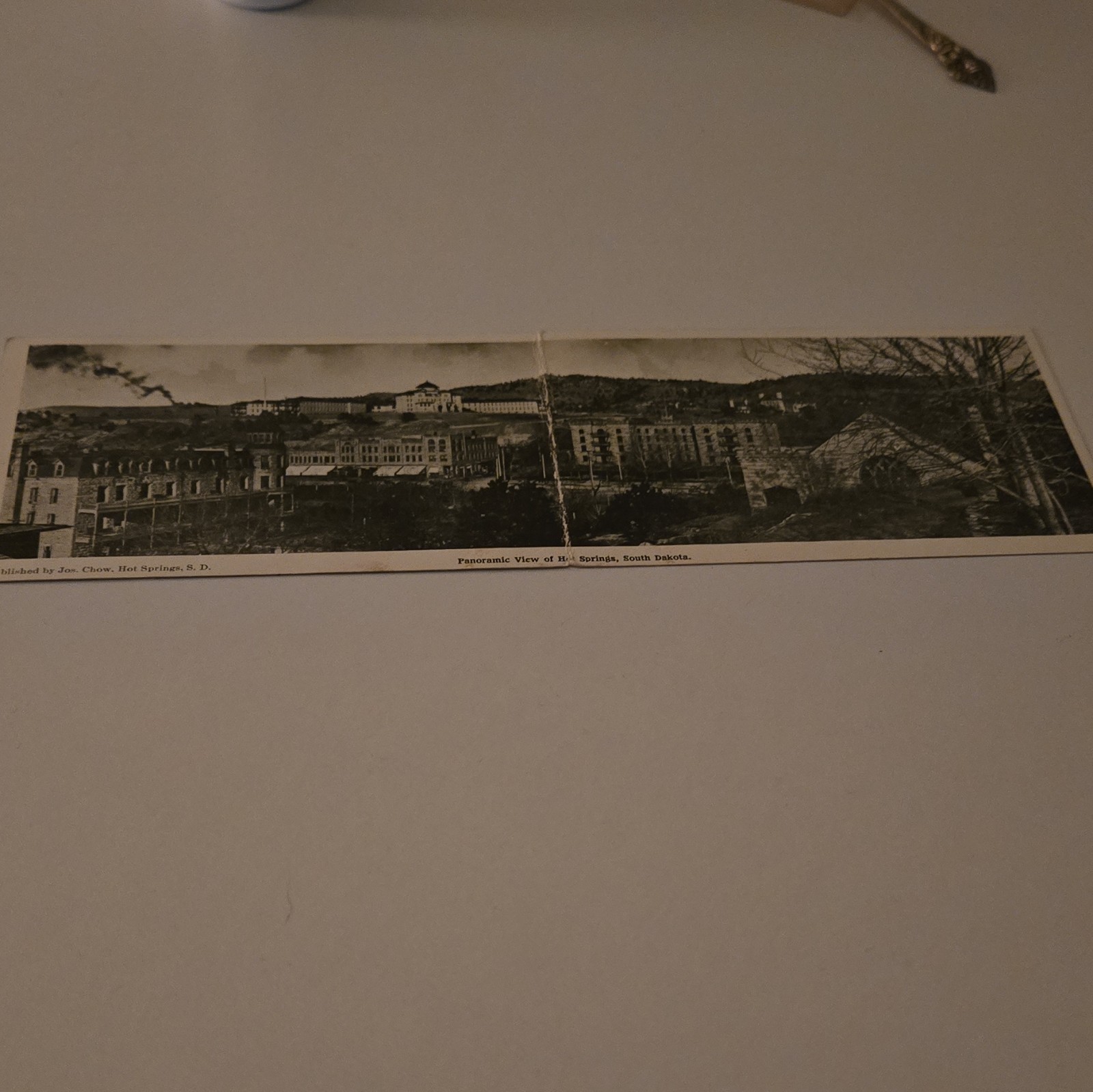 Jos. Chow Panoramic Cityscape Postcard Hot Springs SD Divided Back Posted