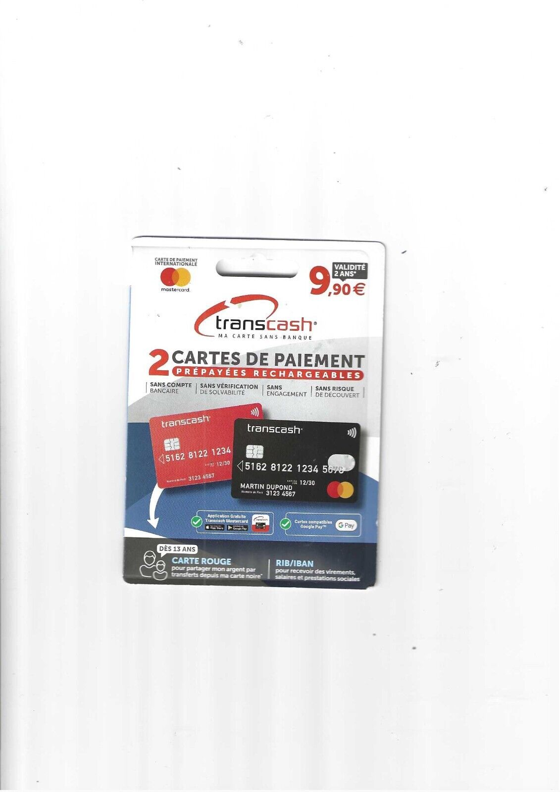 PACK  TRANSCASH CARDS-PREPAID VALID MASTERCARD RED AND BLACK-INTERNATIONAL