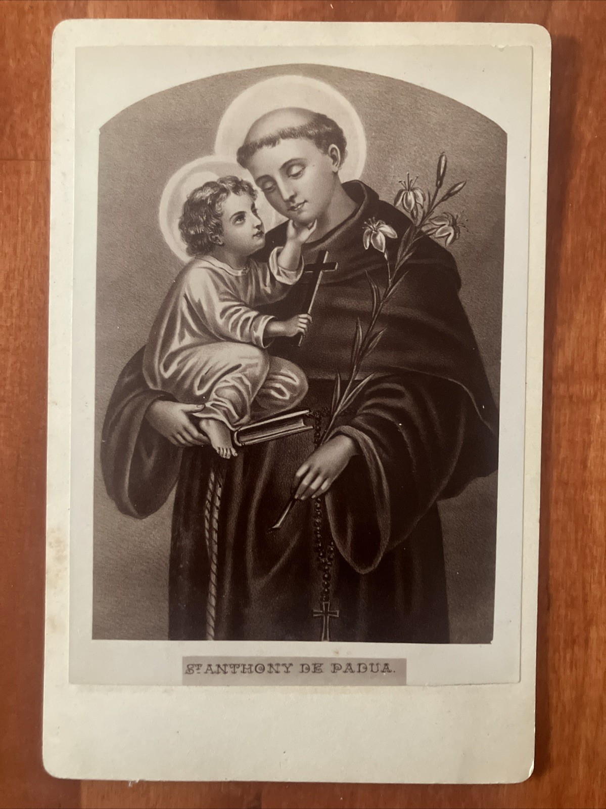 St. Anthony De Padua Catholic Church Religious Cabinet Card Antique