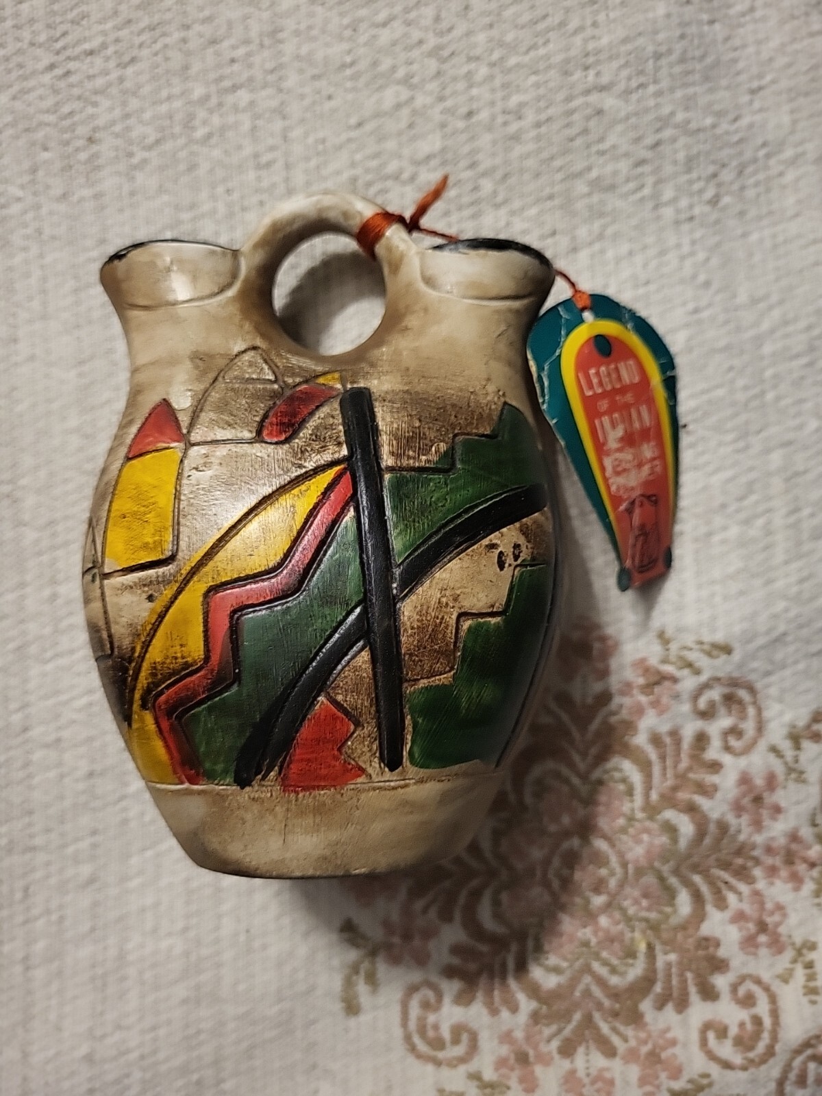 NATIVE INDIAN WEDDING PITCHER Ceremonial Vessel / Vase Vintage Pottery READ