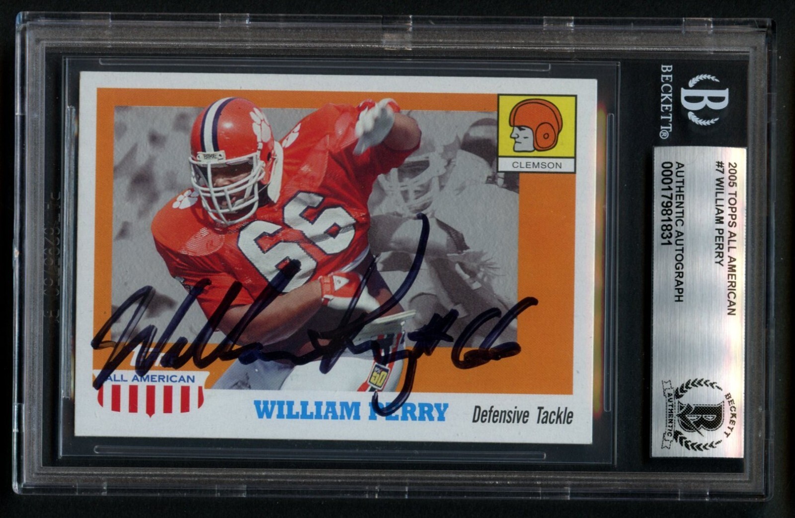 William Perry #7 signed autograph 2005 Topps All American Trading Card BAS
