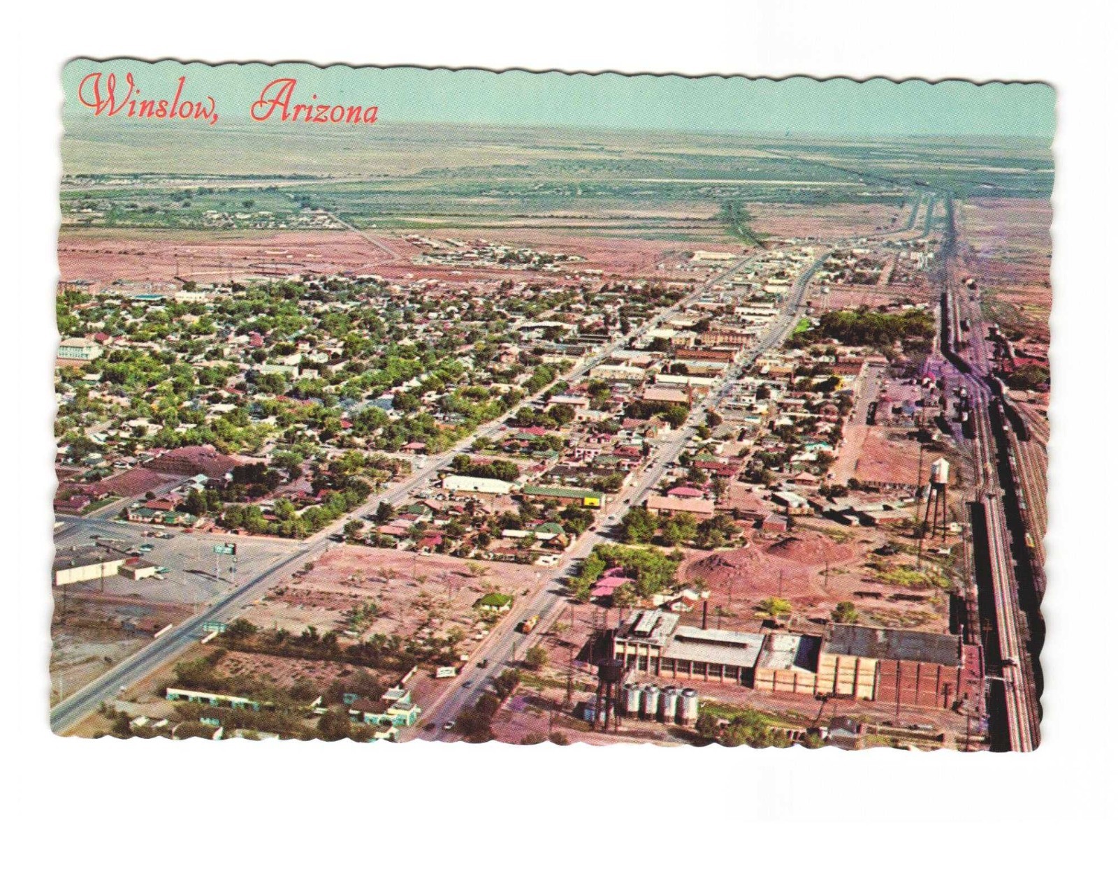 Winslow AZ aerial view vintage postcard unposted
