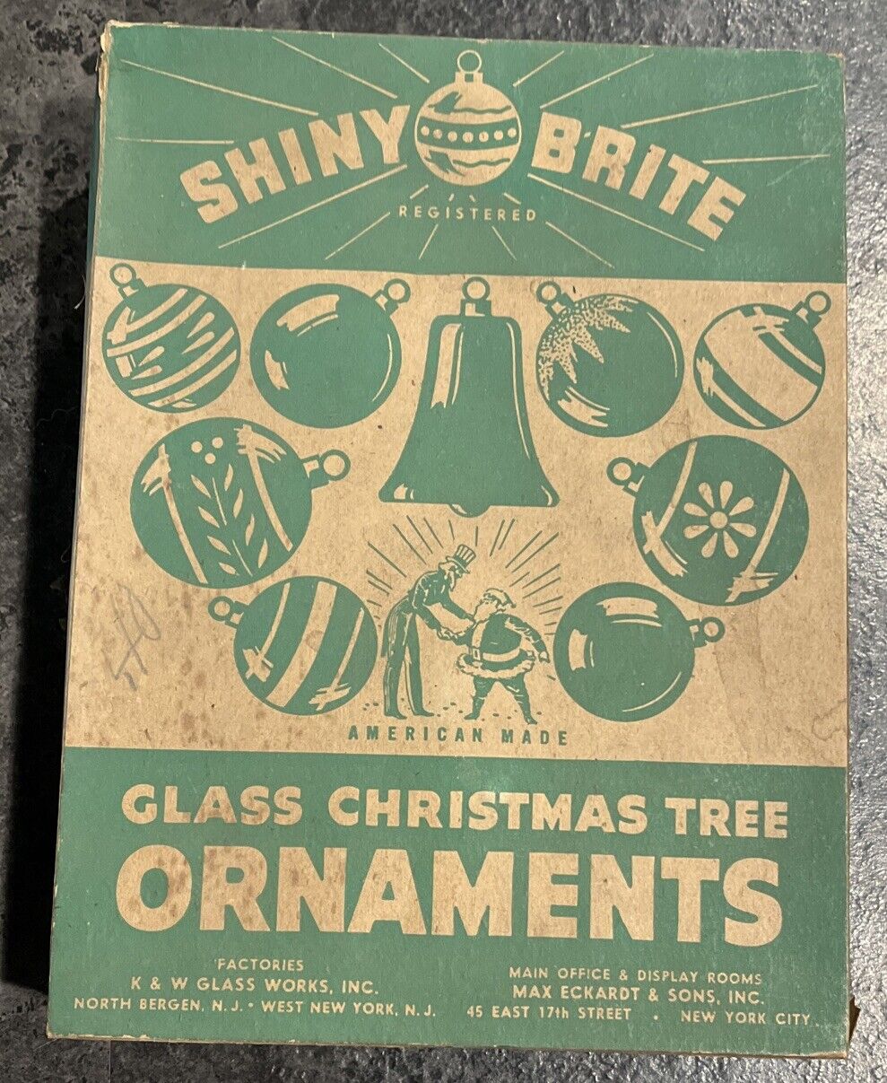 Vintage Shiny Brite Ornaments Uncle Sam Box Small 7 Round Ornaments