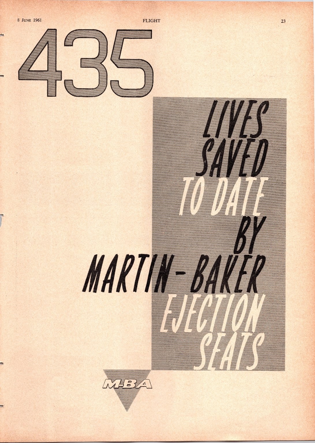Martin-Baker Ejection Seats 1961 Vintage Aviation Magazine Ad Print Flight