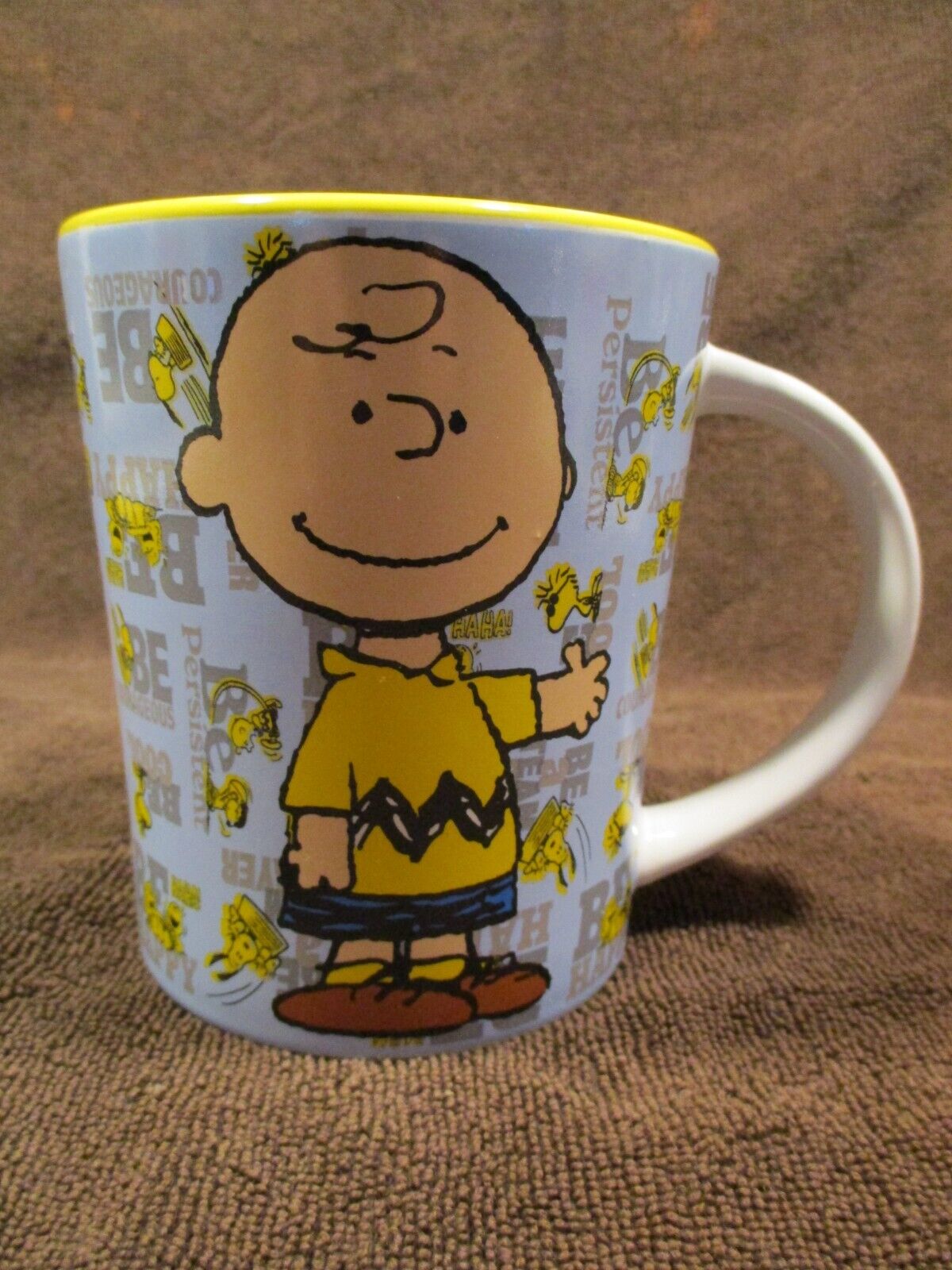 Vintage Peanuts Charlie Brown Coffee Mug Blue & Yellow Gibson Overseas, Inc