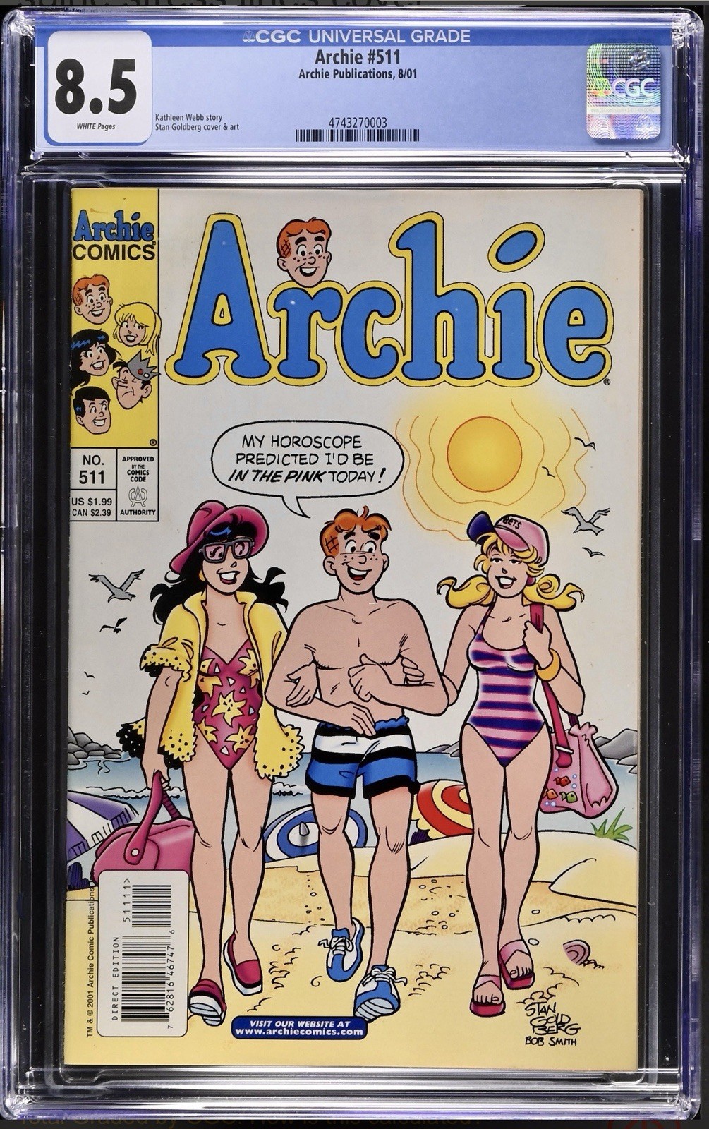 Rare Archie 511 CGC 8.5 White Pages Innuendo 