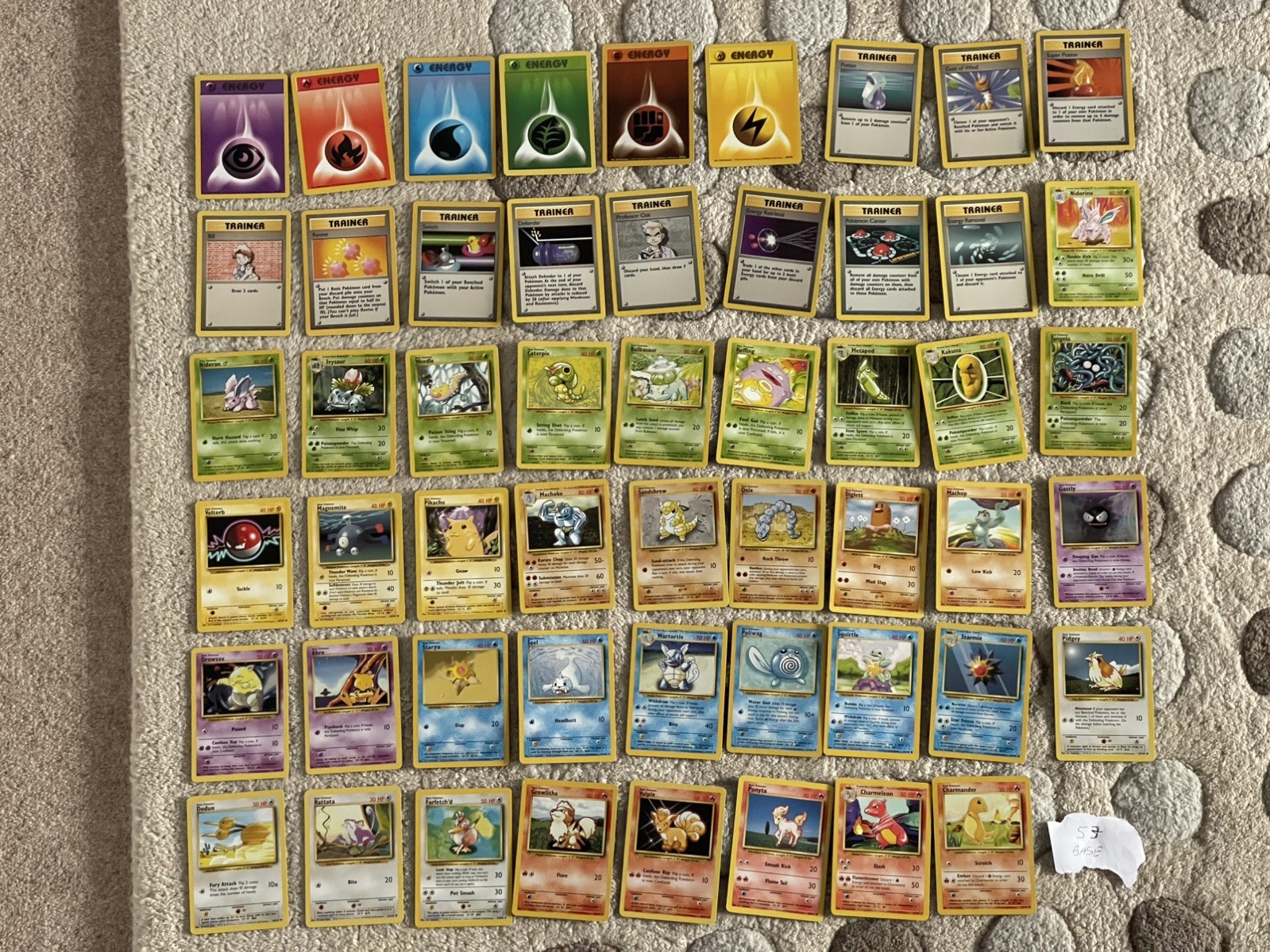 Vintage Pokemon Cards Base Set Bundle (53) 1999 WOTC NEVER PLAYED WITH 