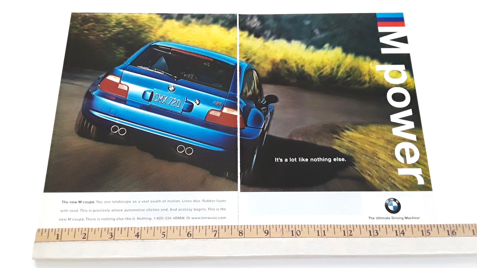 1998 BMW M COUPE  ORIGINAL 2 PAGE AD