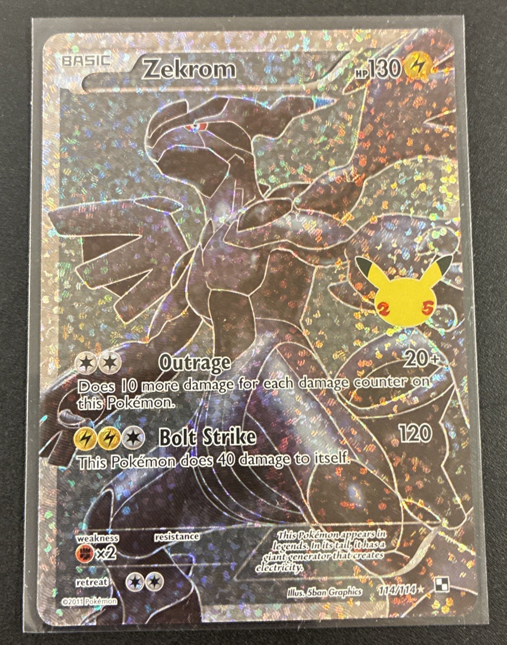2021 Pokemon TCG English Black & White Zekrom #114/114 Full Art Holo JC50